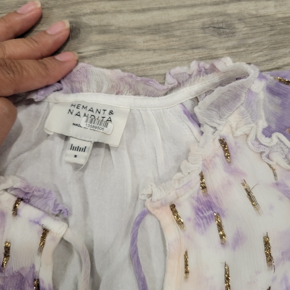 HEMANT & NANDITA Mini Purple Ruffle Dress Size Small - Picture 8 of 11